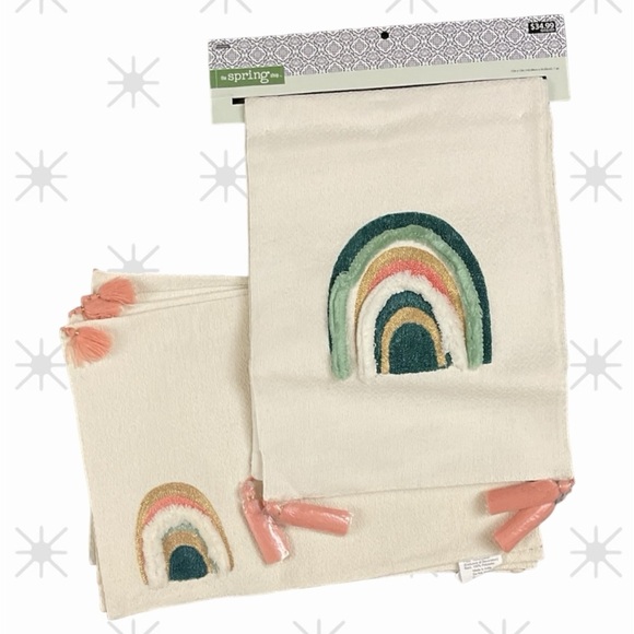 Hobby Lobby Other - NWT Hobby Lobby Desert Skies Table Runner & 4 Placemats W/woven Rainbow Appliqué